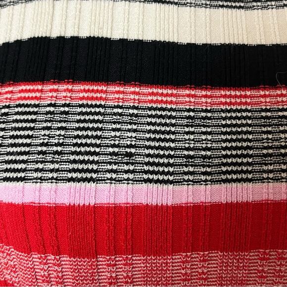 Ann Taylor Sweater Crew Neck Flare Sleeve Black Pink Red Stripe Women Size XL - Picture 10 of 12